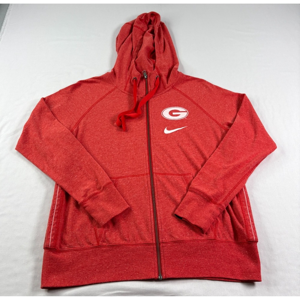 Georgia Bulldogs Jacket Womens Medium Red Full‎ Zip Hoodie NCAA